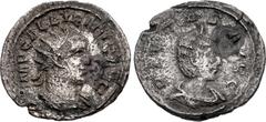Valerianic Dynasty – Antioch mint Gallienus. AD 253-268. Antoninianus (22mm, 2.89 g, 7h). Antioch mint. Issue 5, AD 257-260. IMP GALLIENVS AVG, radiate and cuirassed bust right / PIETAS AVGG, diademed