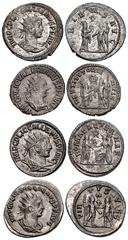 Valerianic Dynasty – Samosata mint Lot of four (4) coins. 520a Gallienus. AD 253-268. Antoninianus (22mm, 3.30 g, 12h). Samosata mint. Issue 3, AD 260. IMP C P LIC GALLIENVS P F AVG, radiate, draped, 