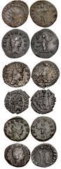 Valerianic Dynasty – Ancient Forgeries Lot of six (6) coins. 533a Gallienus. AD 253-268. Antoninianus (20mm, 3.44 g, 12h). Contemporary cast forgery. IMP C P LIC GALLIENVS AVG, radiate and cuirassed b