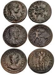 Provincial Coinage Lot of three (3) coins. 680a IONIA, Ephesus. Gallienus. AD 253-268. Æ (26.5mm, 7.24 g, 7h). AVT K ΠO ΛIKI ΓAΛΛIHNOC, laureate and draped bust right / EΦECIΩN Δ [NEOK]OPΩN, Artemis s