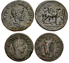 Provincial Coinage Lot of two (2) coins. 699a LYDIA, Mostene. Gallienus. AD 253-268. Æ (24mm, 7.15 g, 6h). Aurelius Zeuxidos Plautiades, strategos. ΛIKIN ΓAΛΛIHNOC ·, laureate, draped, and cuirassed b