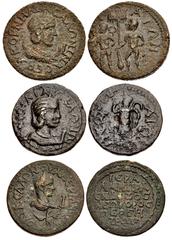 Provincial Coinage Lot of three (3) coins. 729a PAMPHYLIA, Perge. Salonina. Augusta, AD 254-268. Æ 10 Assaria (32mm, 23.29 g, 1h). KOPNHΛIA CAΛΩNINA CЄBA, diademed and draped bust right on crescent; I