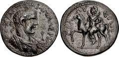 Provincial Coinage PAMPHYLIA, Sillyum. Valerian II. Caesar, AD 256-258. Medallic Æ 10 Assaria (39.5mm, 38.90 g, 7h). AV KAI ΠO ΛI OVAΛЄPIAN-O-N ЄV, laureate, draped, and cuirassed bust right; I in rig