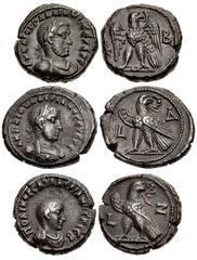Provincial Coinage Lot of three (3) coins. 829a EGYPT, Alexandria. Gallienus. AD 253-268. Potin Tetradrachm (22mm, 11.03 g, 11h). Dated RY 2 (AD 254/5). A K Π ΛI OV ΓAΛΛIHNOC ЄV ЄV C, laureate, draped