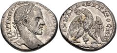 Selections from the Michel Prieur Collection PHOENICIA, Tyre. Macrinus. AD 217-218. AR Tetradrachm (26mm, 13.72 g, 12h). Laureate head right / Eagle standing facing on club right, head and tail left, 