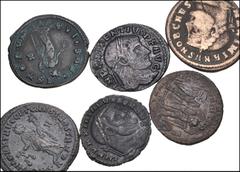 Large Lots ROMAN. Imperial. Lot of six (6) Æ Folles. Includes: Diocletian // Maximianus // Galerius // Maxentius (2). Fine to Good VF. LOT SOLD AS IS, NO RETURNS. Six (6) coins in lot. From the Richar