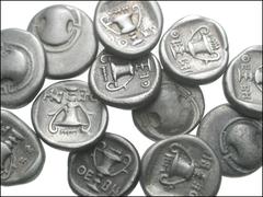 GREEK. Northern Greece. Lot of twelve hemidrachms from Thebes in Boeotia. All coins: Circa 425-375 BC. Boiotian shield / Kantharos; club above; sometimes to left, symbol Π or axe. BCD Boiotia 408 (3) 