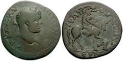 PONTUS, Trapezus. Caracalla. AD 198-217. Æ 27mm (11.05 g). Dated CY 153 (216/217). Laureate head right / TΡAΠZOYNTIWN, Mithras on horseback right, altar before; E PNΓ in exergue. RG -; BMC -; SNG Cope