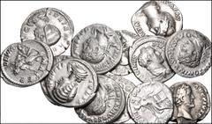 Large Lots ROMAN. Imperial. Lot of thirteen (13) AR Denarii. Includes: Antoninus Pius // Faustina Senior // Septimius Severus (2) // Julia Domna (2) // Caracalla // Geta // Elagabalus (2) // Julia Mae