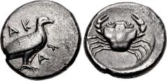 Greek SICILY, Akragas. Circa 480/478-470 BC. AR Didrachm (19mm, 8.47 g, 10h). Sea eagle standing right / Crab within shallow incuse circle. Westermark, Coinage, Period I, Group IV, 253 (O86/R174); HGC