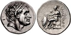 Greek KINGS of PERGAMON. Philetairos. 282-263 BC. AR Tetradrachm (29mm, 16.97 g, 12h). Pergamon mint. Struck circa 269/8-263 BC. Diademed head of Seleukos I right / Athena, holding shield decorated wi