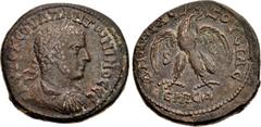 Roman Provincial SELEUCIS and PIERIA, Emesa. Uranius Antoninus. Usurper, AD 253-254. BI Tetradrachm (26mm, 10.79 g, 12h). Radiate, draped, and cuirassed bust right / Eagle standing facing, head and ta