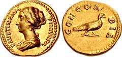 Roman Imperial Faustina Junior. Augusta, AD 147-175. AV Aureus (19mm, 7.21 g, 6h). Rome mint. Struck under Antoninus Pius, circa AD 147-150. FAVSTINA AVG PII AVG FIL, draped bust left / CONCORDIA, dov
