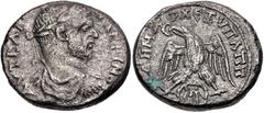 Selections from the Michel Prieur Collection DECAPOLIS, Gadara. Macrinus. AD 217-218. AR Tetradrachm (24.5mm, 12.67 g, 12h). Laureate, draped, and cuirassed bust right / Eagle standing facing, head an
