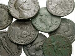 ROMAN. Imperial. Lot of nine Æ, Agrippa to Galeria Valeria. Agrippa. Æ As. Head left / Neptune // Domitian. Æ As. Laureate head right / Virtus // Divus Antoninus Pius. Æ Sestertius. Bare head right / 