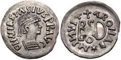 Early Medieval & Islamic GEPIDS. Uncertain king. 454-552. AR Quarter Siliqua (14mm, 0.55 g, 4h). Imitating a Ravenna mint Quarter Siliqua of Theoderic in the name of Anastasius I. Sirmium mint. Pearl-