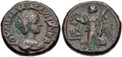 Roman Provincial EGYPT, Alexandria. Aquilia Severa. Augusta, AD 220-221 & 221-222. Potin Tetradrachm (22mm, 12.91 g, 12h). Dated RY 4 of Elagabalus (AD 220/221). Draped bust right / Nike advancing lef