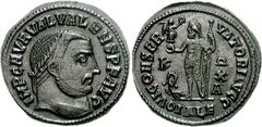 Valens. Usurper, AD 316-317. Æ Follis (3.36 g, 12h). Alexandria mint, 1st officina. IMP C AVR VAL VALENS P F AVG, laureate head right / IOVI CONSER-VATORI AVGG, Jupiter standing left, holding Victory 