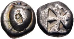 Greek ISLANDS off ATTICA, Aegina. Circa 525-475 BC. AR Stater (16.5mm, 11.74 g). Sea turtle, head in profile, with thick collar and [row of dots down its back] / Incuse square with mill-sail pattern. 