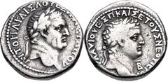Selections from the Michel Prieur Collection SELEUCIS and PIERIA, Antioch. Vespasian, with Titus as Caesar. AD 69-79. AR Tetradrachm (25mm, 14.79 g, 12h). Dated "New Holy Year" 2 (AD 69/70). Laureate 