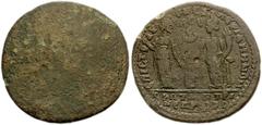MYSIA, Pergamum. Maximinus I or Maximus, Caesar. Circa AD 235-238. Æ Medallion (43mm, 32.56 g). Aurelius Nilus, magistrate. Uniface / Tyche standing left, holding cornucopiae and sacrificing over alta