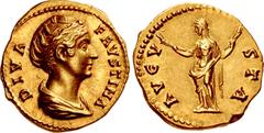 Roman Imperial Diva Faustina Senior. Died AD 140/1. AV Aureus (19mm, 7.20 g, 6h). Rome mint. Struck under Antoninus Pius, circa AD 147-150. DIVA FAVSTINA, draped bust right, wearing hair coiled atop h