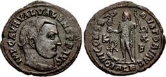 Roman Imperial Valens. Usurper, AD 316-317. Æ Follis (22mm, 3.49 g, 12h). Alexandria mint, 2nd officina. IMP C AVR VAL VALENS P F AVG, laureate head right / IOVI CONSE RVATORI AVG, Jupiter standing le