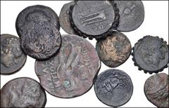 Large Lots GREEK. Levant & the Near East. Lot of twelve (12) Seleukid bronze issues. Includes: Seleukos I // Antiochos III (2) // Achaios, usurper // Antiochos IV // Demetrios I // Alexander I // Anti