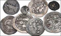 Large Lots CENTRAL ASIAN. Sasanian & Related. Lot of twenty-five (25) AR Drachms. Includes: AR Drachms (18). Various rulers, mints, and dates. Lot also includes: Persis. Napad. AR Hemidrachm // Elymai