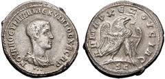 Selections from the Michel Prieur Collection SELEUCIS and PIERIA, Antioch. Hostilian. As Caesar, AD 250-251. BI Tetradrachm (26mm, 11.48 g, 6h). 3rd officina. Bareheaded and draped bust right; ••• bel
