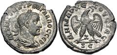 Selections from the Michel Prieur Collection SELEUCIS and PIERIA, Antioch. Trebonianus Gallus. AD 251-253. BI Tetradrachm (27.5mm, 11.87 g, 12h). 7th officina. Laureate, draped, and cuirassed bust rig