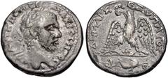 Selections from the Michel Prieur Collection PHOENICIA, Berytus. Macrinus. AD 217-218. AR Tetradrachm (27mm, 13.12 g, 11h). Laureate head right / Eagle standing facing, head and tail left, with wings 