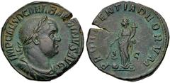 Roman Imperial Balbinus. AD 238. Æ Sestertius (29.5mm, 15.58 g, 12h). Rome mint. 1st emission. Laureate, draped, and cuirassed bust right / Providentia standing left, holding cornucopia and wand over 