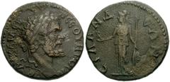 LYDIA, Silandus. Septimius Severus. AD 193-211. Æ 23mm (7.04 g). Laureate head right / Athena standing left, holding owl, spear and shield. SNG von Aulock 3179; SNG Copenhagen -; BMC Lydia pg. 283, 24