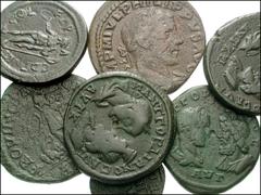 ROMAN. Provincial. Lot of seven north Greek Æ. Includes: Dacia, Provincia. Philip II / Dacia standing between eagle and lion // Moesia Superior, Viminacium. Philip I / Viminacium standing between bull
