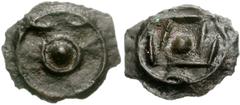CELTIC BRITAIN, Cantii. Uninscribed. Circa 100-30 BC. Æ 14mm (1.37 g). Degraded head composed of an outer and an inner circle, with a large pellet at the center / Lines representing bull facing right.
