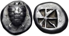 Greek ISLANDS off ATTICA, Aegina. Circa 550-530/25 BC. AR Stater (18mm, 12.02 g). "Proto-tortoise" with shell divided into thirteen segments / Incuse square of "Union Jack" pattern. Holloway, Archaic,