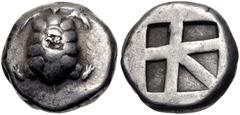 Greek ISLANDS off ATTICA, Aegina. Circa 456/45-431 BC. AR Stater (18.5mm, 12.04 g, 8h). Land tortoise with segmented shell / Large square incuse with skew pattern. Meadows, Aegina, Group IIIb; HGC 6, 