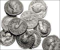 ROMAN. Imperial. Lot of ten AR Denarii of Imperial Women. Diva Faustina Senior / Ceres. RSC 93 // Same / Wreath on draped throne; sceptre. RSC 131 // Same / Temple. RSC 1 // Faustina Junior / Two infa