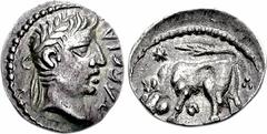 CELTIC, Britain. Trinovantes & Catuvellauni. Tasciovanus. Circa 25-10 BC. AR Unit (1.01 g, 9h). Roman style laureate head right / Bull butting left; star above, trefoil behind. Kretz type E1; Van Arsd