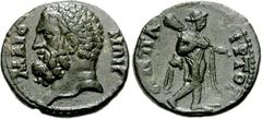 LYDIA, Maeonia. Pseudo-autonomous issue. Early third century AD. Æ 19mm (4.09 g, 6h). Appa, strategus(?). Bare head of Hercules left, wearing beard / Hercules advancing right, wearing lion skin and ho