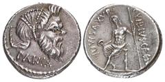 Selections from the Andrew McCabe Collection Moneyer issues of Imperatorial Rome. C. Vibius C.f. C.n. Pansa Caetronianus. 48 BC. AR Denarius (17.5mm, 3.93 g, 6h). Rome mint. Mask of Pan right; pedum b
