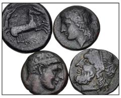 Large Lots GREEK. Magna Graecia & Sicily. Lot of four (4) Syracusan bronze issues. Includes: Timoleon & the Third Democracy. CNS 85; HGC 2, 1486 // Agathokles. CNS 151; HGC 2, 1465 // Hiketas II. CNS 