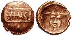 CELTIC BRITAIN, Atrebates & Regni. Tincommius. Circa 30-10 BC. AV Quarter Stater (9mm, 1.17 g, 2h). TINC in rectangle; C above, A below / Winged gorgoneion (?) . Hobbs 813 (same dies); Van Arsdell 378
