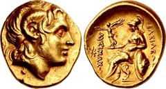 Greek KINGS of THRACE, Macedonian. Lysimachos. 305-281 BC. AV Stater (18mm, 8.51 g, 12h). Uncertain mint. Struck 3rd century BC. Diademed head of the deified Alexander right, with horn of Ammon / BAΣI