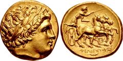 Greek KINGS of MACEDON. Philip III Arrhidaios. 323-317 BC. AV Stater (18mm, 8.54 g, 3h). In the types of Philip II. Lampsakos mint. Struck under Leonnatos, Arrhidaios, or Antigonos I Monophthalmos. He