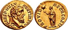 Roman Imperial Pertinax. AD 193. AV Aureus (21mm, 7.20 g, 12h). Rome mint. IMP CAES P • HELV PERTIN AVG, laureate head right / PROVID DEOR COS II, Providentia, draped, standing left, raising right han