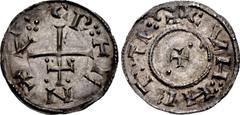 British ANGLO-SAXON, Anglo-Viking (Danish Northumbria). Cnut. Circa 900-905. AR Penny (21mm, 1.41 g, 8h). Class IIe/Cunneti type. York mint. C N V T R E ·:· :· arranged around inverted patriarchal cro