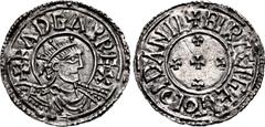 British ANGLO-SAXON, Kings of All England. Eadgar. 959-975. AR Penny (22mm, 1.47 g, 3h). Bust Crowned (BC) type (BMC v). London mint; Beorhtsige, moneyer. Struck circa 959-967/8. + EΛDGΛR REX, crowned