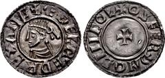 British ANGLO-SAXON, Kings of All England. Æthelred II. 978-1016. AR Penny (20mm, 1.42 g, 4h). Last Small Cross type (BMC i, Hild. A). Lincoln mint; Asfrøthr, moneyer. Struck circa 1009-1017. + ÆÐELRÆ